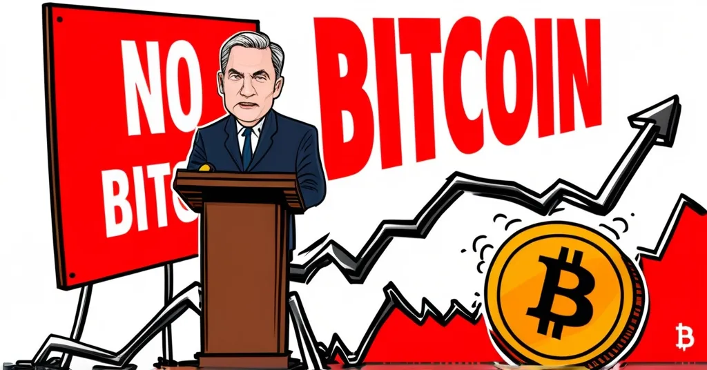 Fed Chair Powell Clarifies Bitcoin Bar on Fed’s Balance Sheet, Markets React with 5.7% BTC Drop