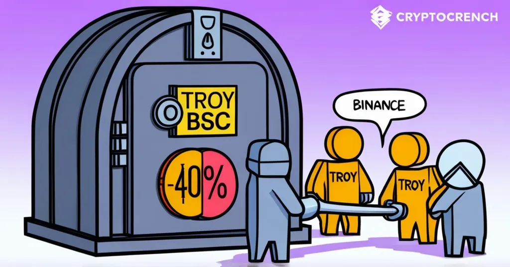 Binance Halts TROY BSC Deposits Due to Security Flaw, Price Plummets 40%